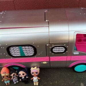 Silver and Pink Kids Play Trailer with Teal Wheel Accents